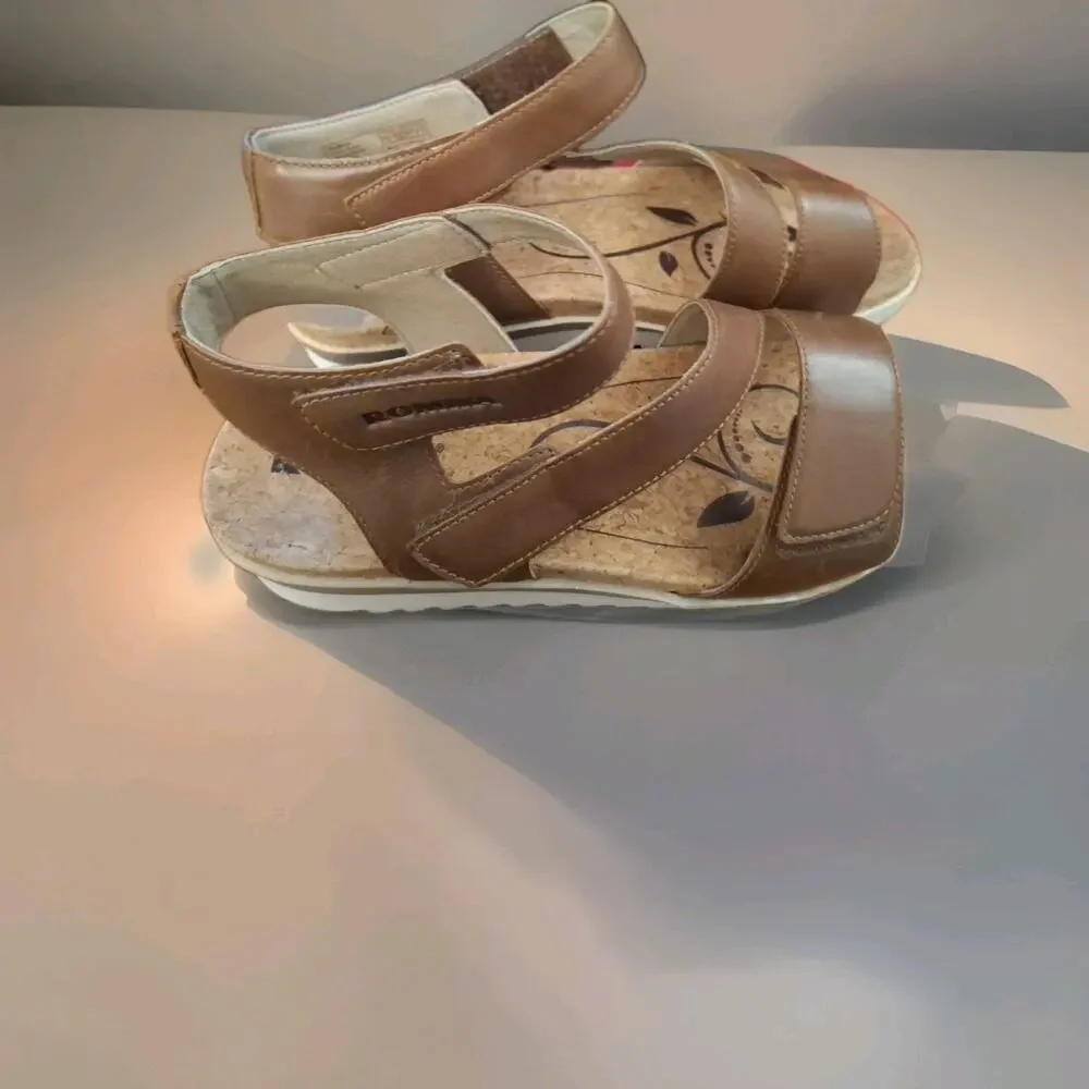 Romika Women's Ibiza 70 Brandy Leather Sandals Fully Adjustable Size 40 US 9-9.5